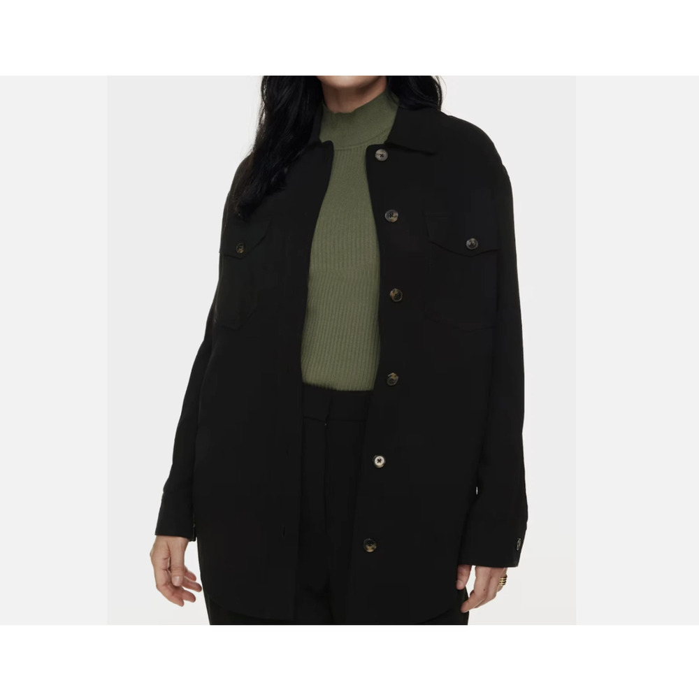 Aritzia Wilfred The Ganna Jacket Black Shacket Blouse Shirt Pockets Size Medium